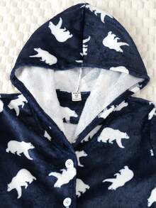 男大童1入組小熊印花家居服上裝&1入組睡褲 - 寶藍色 - 查看 7