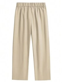 Claim Dot 秋季宽松男士翻领腰部褶皱阔腿裤 - 米色 - 查看 2