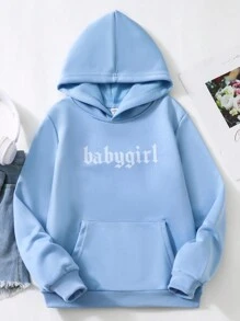 SHEIN Tween Girl Butterfly & Letter Graphic Sweatshirt - Blue - View 2