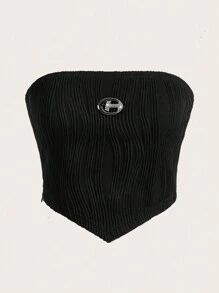 SHEIN Unity Rhinestone Chi tiết Bandana Hem Ống ngọn - màu đen - Xem 1