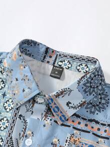 Manfinity RSRT Men Paisley Print Shirt & Drawstring Waist Pants Without Tee - Multicolor - View 3