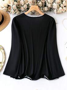 SHEIN LUNE 大碼圖案印花T恤 - 黑色 - 查看 2