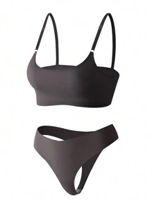 3入組實色無線文胸和內褲情趣套裝 - 彩色 - 查看 4