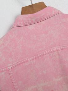 Manfinity Hypemode Men 1pc Flap Pocket Denim Jacket - Pink - View 8