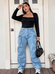 Flirla 大碼皇后領修身連體衣 - 黑色 - 查看 4