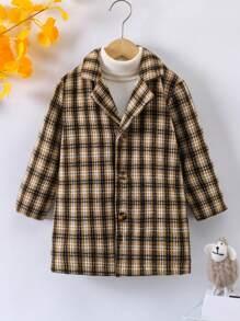SHEIN Young Boy Plaid Print Thermal Lined Overcoat Without Sweater - Multicolor - View 6