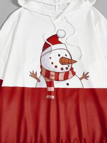 Flirla Áo nỉ hai màu cỡ lớn in họa tiết Giáng sinh, có dây rút. - Đỏ - Xem 3