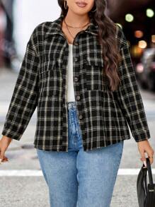 Calvaya 休閒格子大碼夾克 - 黑色 - 查看 6