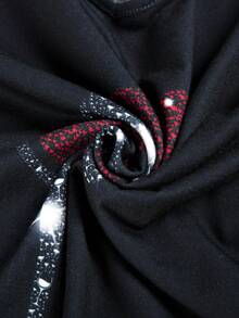 Christmas Hat & Goblet Print Drop Shoulder Tee