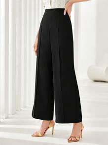 Modelyn Women's Solid Color Wide Leg Pants Casual Daily Wear