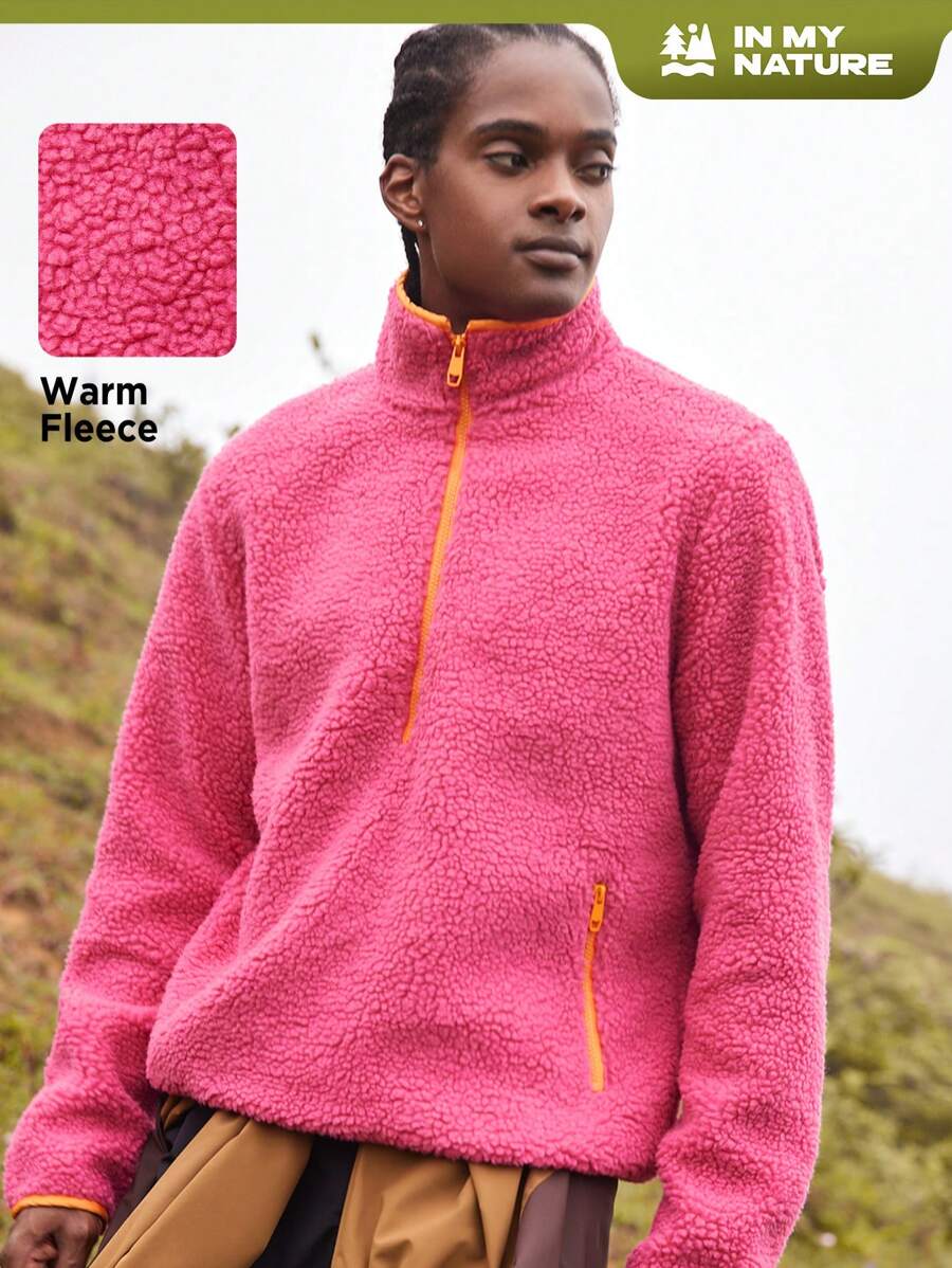 In My Nature Men Zip Half Placket Teddy Sweatshirt