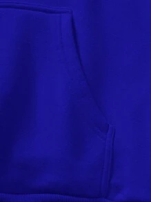 Manfinity Homme Men Slogan Graphic Kangaroo Pocket Drawstring Hoodie - Navy Blue - View 5