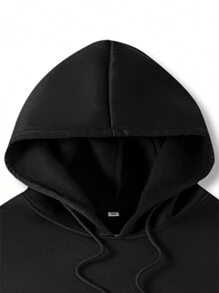 Manfinity LEGND 男士雕塑印花连帽衫，图案，长袖，男朋友礼物 - 黑色 - 查看 4