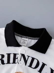 Baby Boy Dog & Letter Graphic Contrast Collar Sweatshirt - Multicolor - View 4