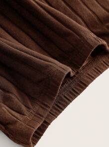 SHEIN EZwear 大碼素色魚尾短裙 - 巧克力棕 - 查看 3