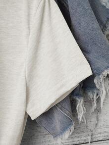 SHEIN LUNE 黃牛和印花T恤 - 米色 - 查看 4