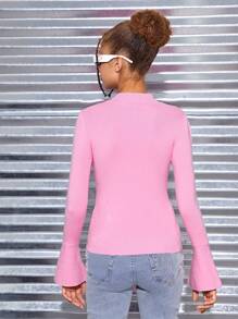 SHEIN Teen Girls' Casual Long Sleeve Crew Neck Pullover Sweater