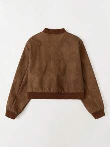 SHEIN EZwear Plus Zip Up Bomber Jacket - Brown - View 2