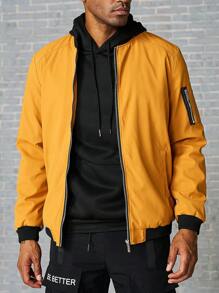 Calvornis Hombres Cazadora tipo bomber con cremallera sin camiseta - Naranja - Ver 1