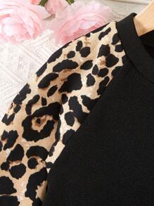 Sparklyn Tween Girl Leopard Print Raglan Sleeve Pullover & Leggings - Multicolor - View 4