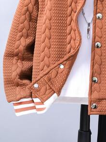 Chàng trai trẻ Thư được vá Sọc trang trí Áo khoác Đại học & Quần Without Tee - màu nâu - Xem 6