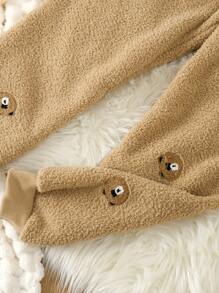 Tween Boy Bear Embroidery Flannel PJ Set - Brown - View 6