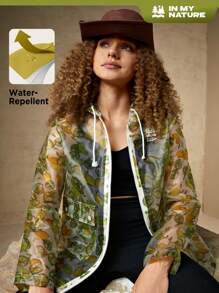 In My Nature Floral Print Hooded Raincoat - Yellow - View 8