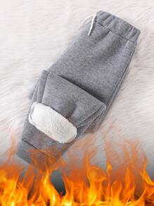 SHEIN Young Boy Thermal Lined Sweatpants - Grey - View 1
