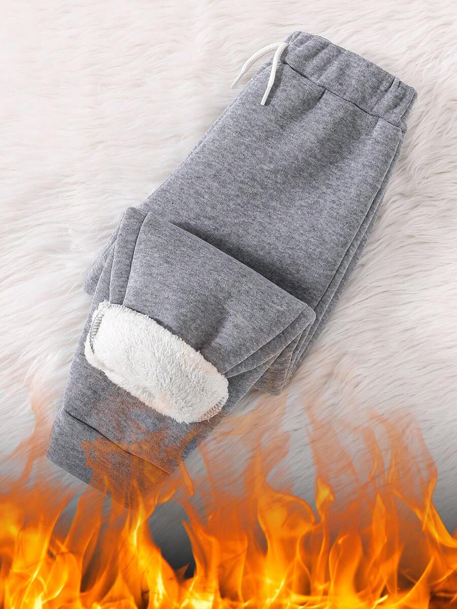 SHEIN Young Boy Thermal Lined Sweatpants - Grey - View 1