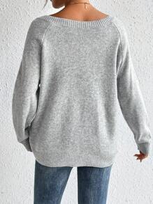 SHEIN Frenchy 素色插肩袖V領套頭毛衣