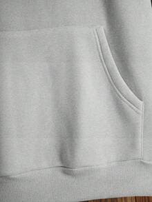 Men's Graphic Hooded Drawstring Sweatshirt - Grey - View 5