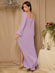 SHEIN Belle Vestido de dama de honor escote corazón de manga farol de muslo con abertura