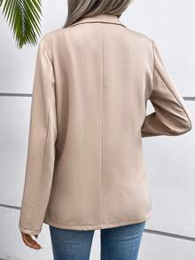 SHEIN Essnce Trang trí Chi tiết về Flap Nút đơn Áo vest - Màu Khaki - Xem 2