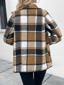 SHEIN LUNE In kẻ sọc Đôi ngực Tương phản ràng buộc Khăn quàng áo - Màu Khaki - Xem 2