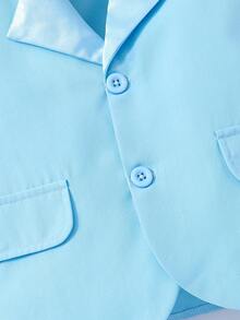 男嬰素色西裝外套&前蝴蝶結襯衫和褲子 - 淺藍色 - 查看 6