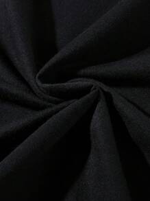 Men Plus Cartoon Graphic Kangaroo Pocket Drawstring Thermal Lined Hoodie - Black - View 4