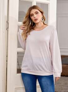 Franclia Plus Solid Drop Shoulder Sweatshirt