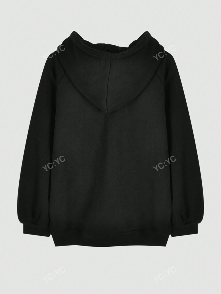 DAZY 保温パーカー 文字グラフィック ドロップショルダー ドローストリング DAZY 文字グラフィック ドロップショルダー ドローストリング T