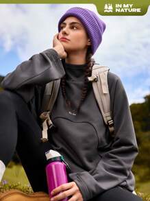 In My Nature Letter Graphic Detail Raglan Sleeve Sweatshirt - Dark Grey - View 1