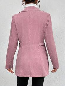 Chiquease Lapel Neck Belted Blazer - Pink - View 2