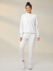 Lifespree Solid Drop Shoulder Sports Sweatshirt - Multicolor - View 6