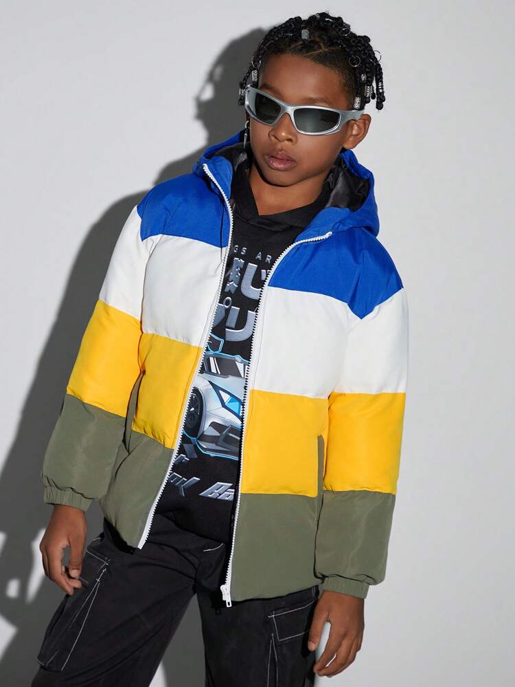 Tween Boy Colorblock Hooded Padded Coat