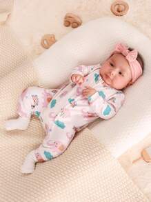 Cozy Pixies 女婴童2入組卡通圖案拉鏈開襟連身褲 - 彩色 - 查看 3