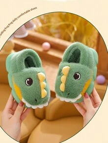 Kids' Cartoon Comfortable Fashionable Warm Anti-slip Indoor Slippers - Green - View 3