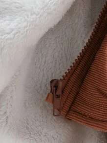 Casaco de lã encapuçado bonito da cor sólida do menino novo com revestimento acolchoado zíper