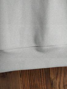 Men's Graphic Hooded Drawstring Sweatshirt - Grey - View 7