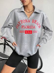 SHEIN Unity 字母圖案落肩袖運動衫 - 彩色 - 查看 3