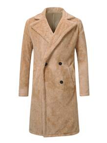 Manfinity 男士雙釦翻領頸背肩超大號 Teddy 外套 - 杏色 - 查看 3