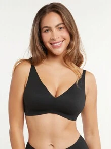 LUVLETTE Wireless Push-Up Plunge T-Shirt Bra - Black - View 5