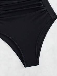 Summer Beach Women's One-Piece Halter Swimsuit Black Bathing Suit - Black - View 6